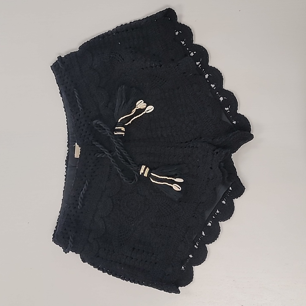 Black Crochet Low Rise Cut off Shorts